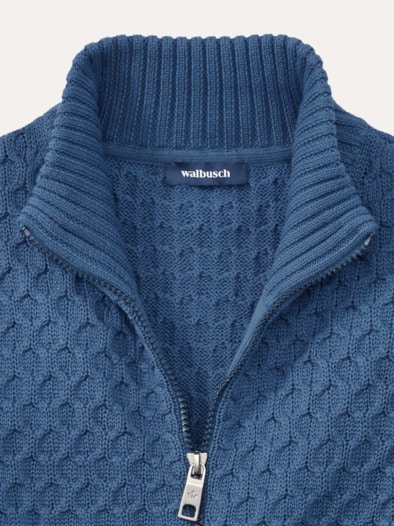 Premium Baumwoll-Strickjacke Lichtblau