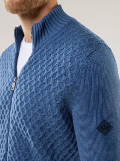 Premium Baumwoll-Strickjacke Lichtblau