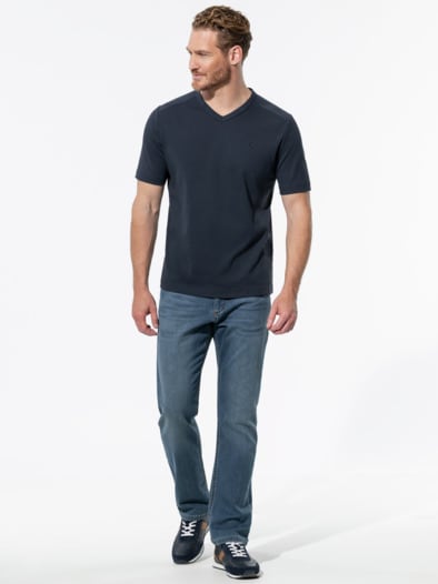 Zu schade für drunter-Shirt V-Neck Marine