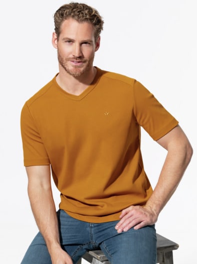 Zu schade für drunter Shirt V-Neck Safran