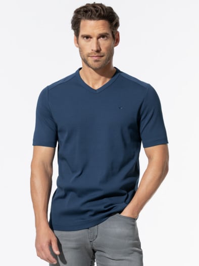 Zu schade für drunter Shirt V-Neck Mittelblau