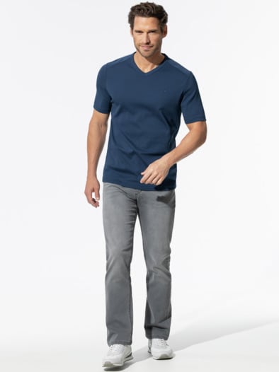 Zu schade für drunter Shirt V-Neck Mittelblau