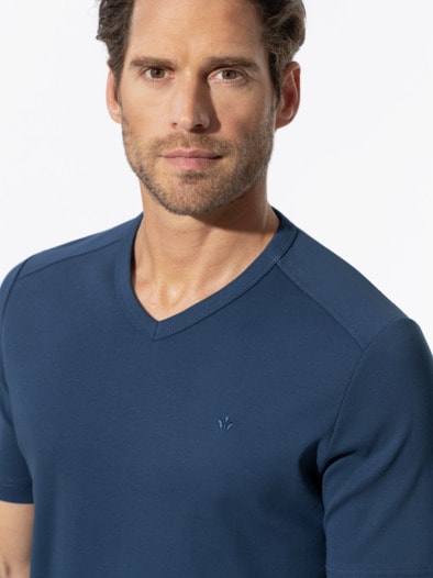 Zu schade für drunter Shirt V-Neck Mittelblau