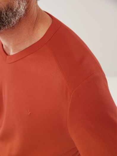 Zu schade für drunter Shirt V-Neck Koralle
