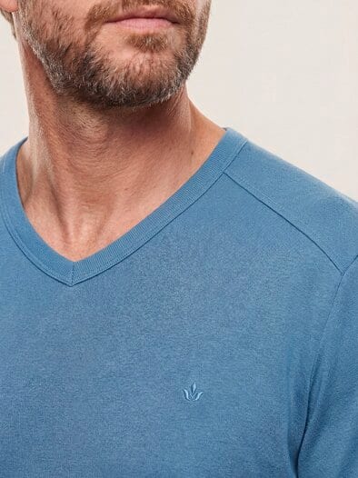 Zu schade für drunter-Shirt V-Neck Rauchblau