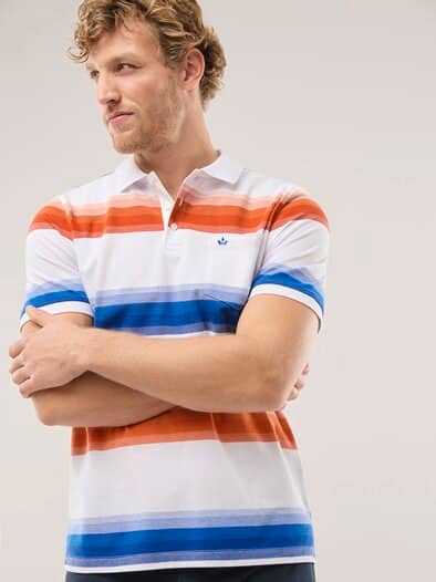 Pique-Polo Hitzefrei Streifen Weiß