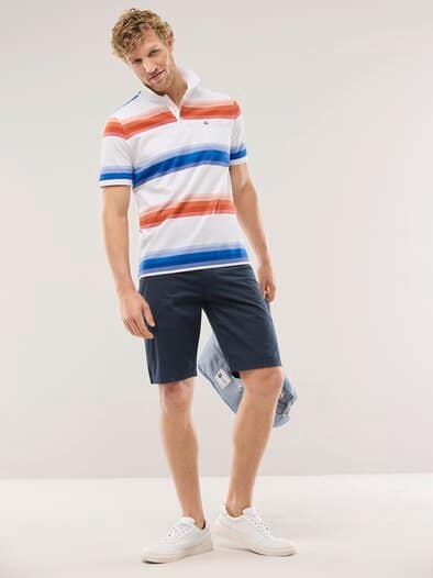 Pique-Polo Hitzefrei Streifen Weiß