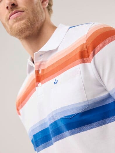 Pique-Polo Hitzefrei Streifen Weiß