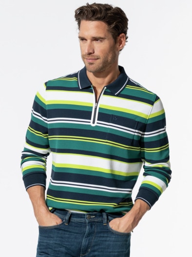 Thermoleicht-Polo Zip and Go Streifen Multi