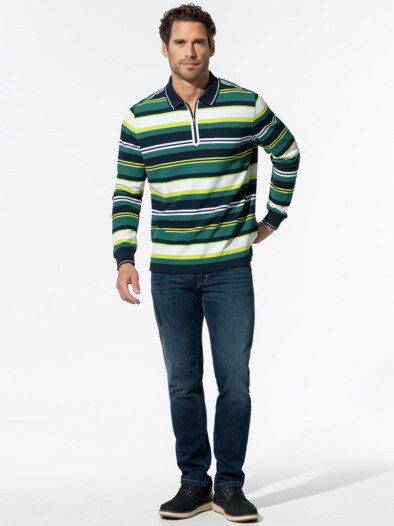 Thermoleicht-Polo Zip and Go Streifen Multi