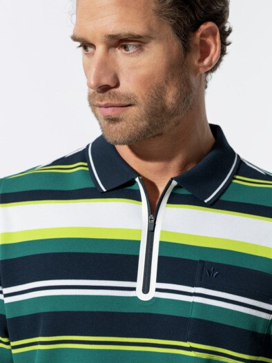 Thermoleicht-Polo Zip and Go Streifen Multi