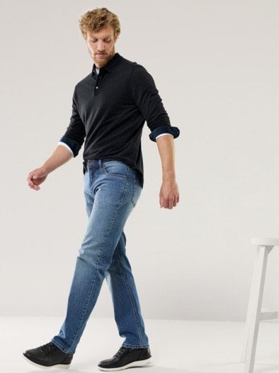 Merino Mix Polo Schwarz