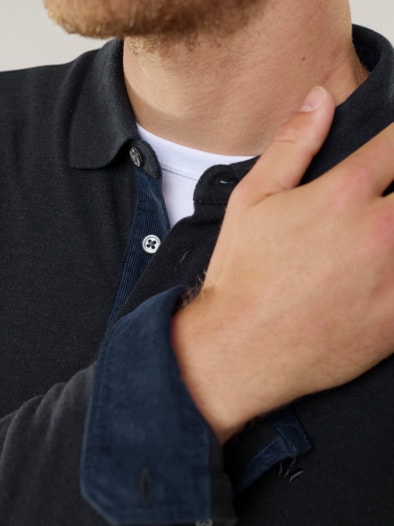 Merino Mix Polo Schwarz