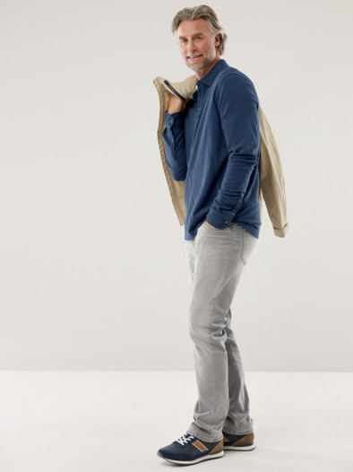 Merino Mix Polo Mittelblau
