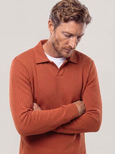 Sweatshirt mit Kragen Rotbraun