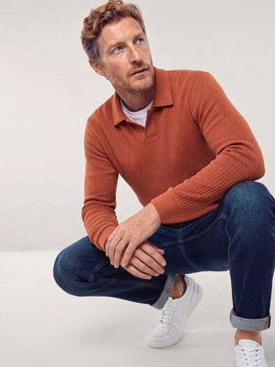Sweatshirt mit Kragen Rotbraun