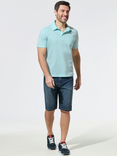 Tausend-Poren-Polo Light Aqua