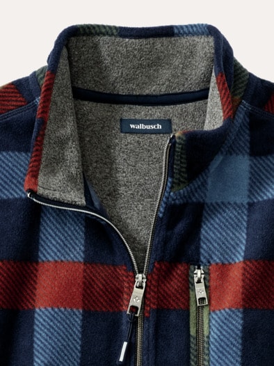 Huskyfleece Jacke Karo Marine