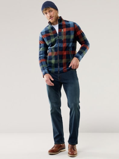 Huskyfleece Jacke Karo Marine