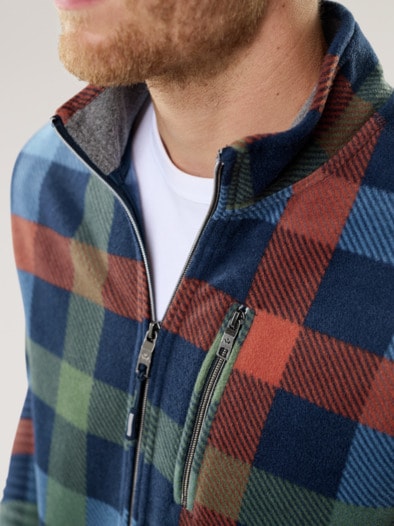 Huskyfleece Jacke Karo Marine