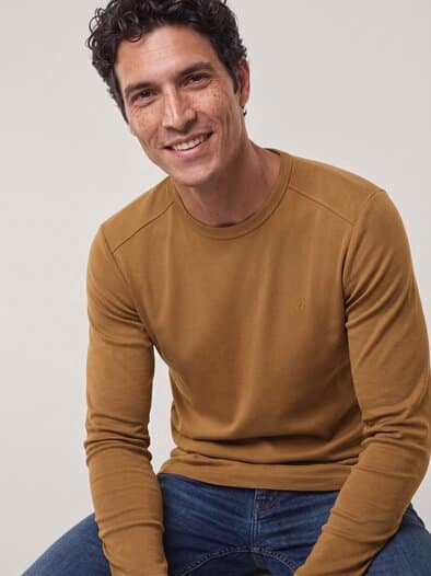 Langarm Zu schade für Drunter-Shirt Cognac