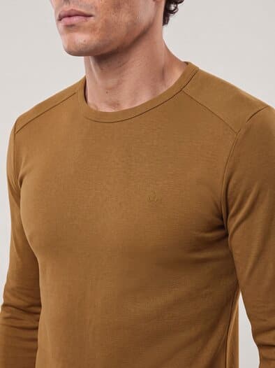 Langarm Zu schade für Drunter-Shirt Cognac