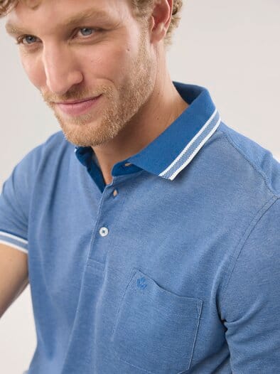 Extraglatt-Polo Bicolor Lichtblau