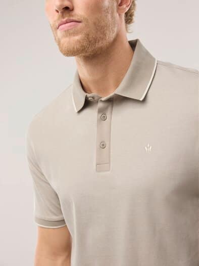 Interlock Polo Streifen Sand