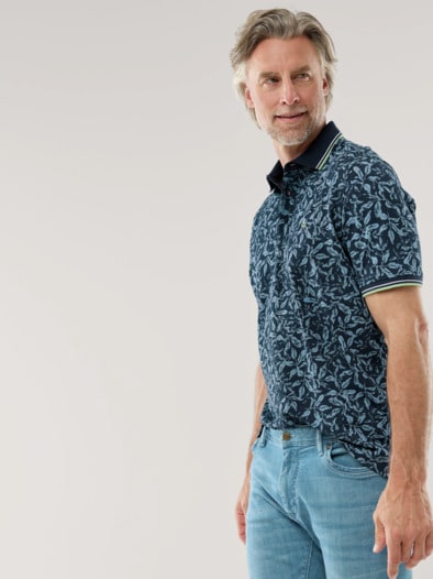 Comfort Stretch Polo Druck Marine