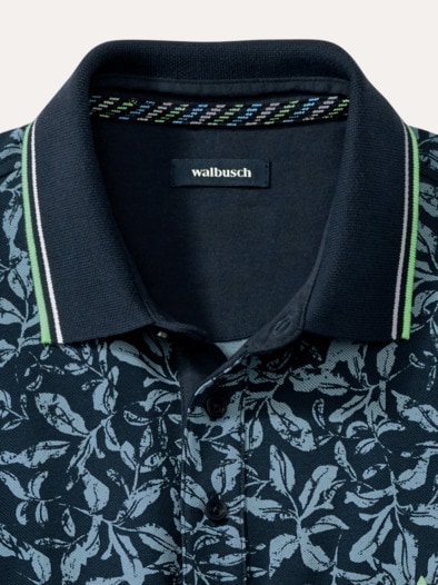 Comfort Stretch Polo Druck Marine