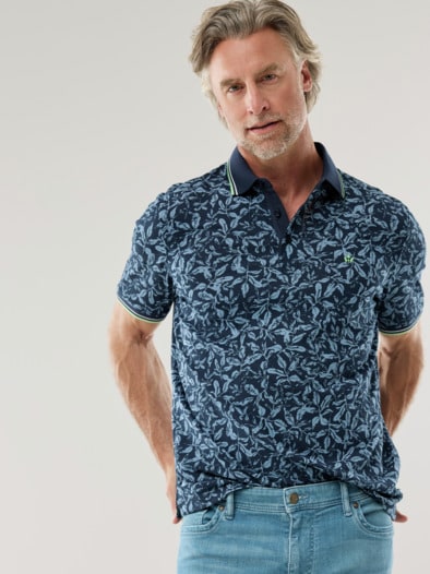 Comfort Stretch Polo Druck Marine