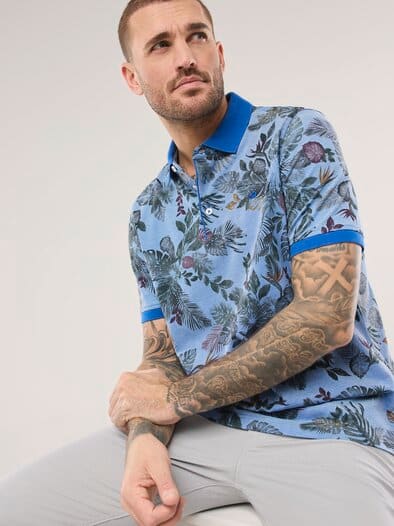 Tropical Polo Druck Blau