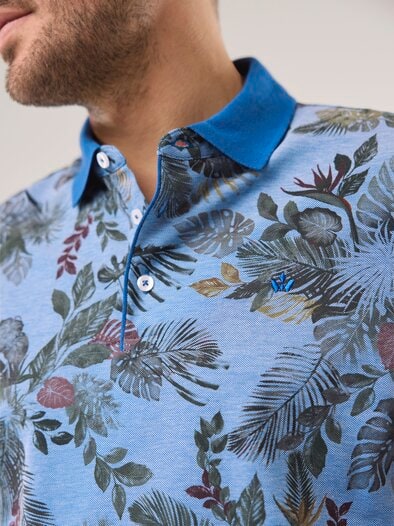 Tropical Polo Druck Blau