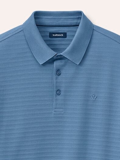 Strukturiertes Polo mit Kurzarm Rauchblau