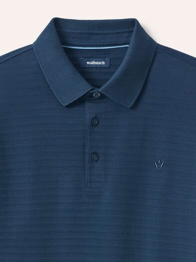 Strukturiertes Polo mit Kurzarm Marine