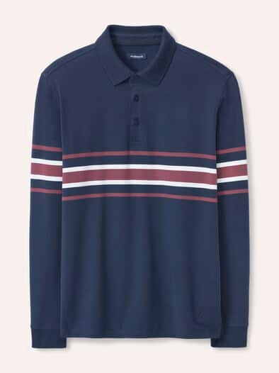 Wärmendes Polo aus Baumwollmix Blau gestreift