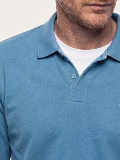 Langarmpolo aus weicher Baumwolle Rauchblau
