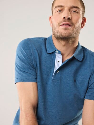 Melange Polo Mittelblau