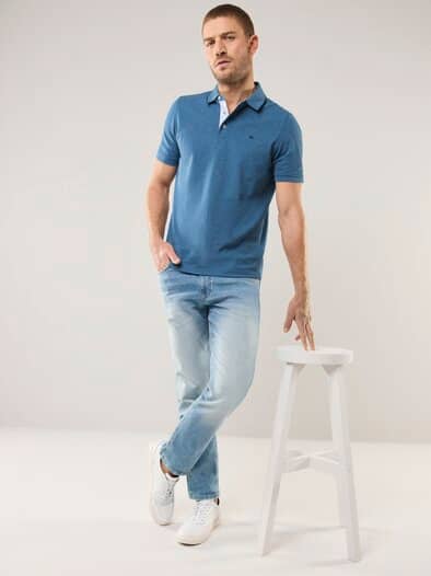 Melange Polo Mittelblau