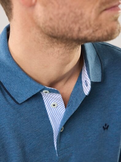 Melange Polo Mittelblau