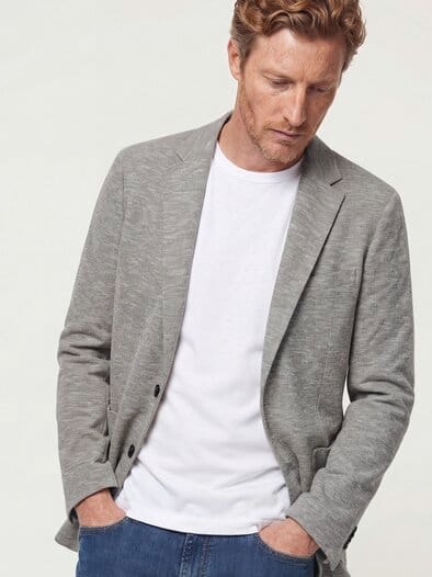 Struktur Sakko aus Jersey-Melange Beige