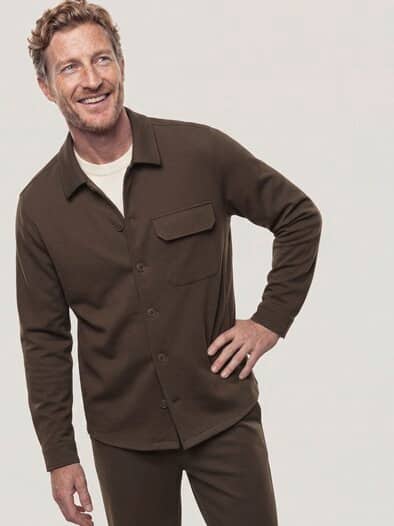 Hemdjacke aus elatischem Material Braun