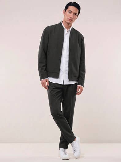 Anzug-Blouson mit Stehkragen Schwarz