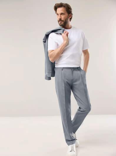 Chino mit Bundfalte Grau