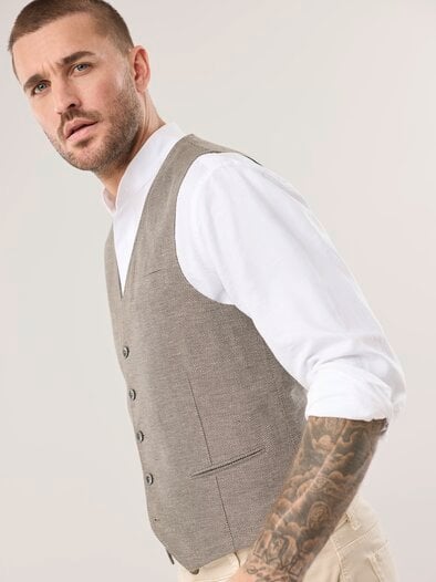 Reiseleinen-Weste Beige