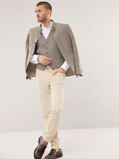 Reiseleinen-Weste Beige