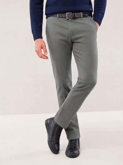 Extraglatt-Stretchbund-Chino Grau