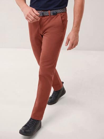 Extraglatt-Stretchbund-Chino Rotbraun