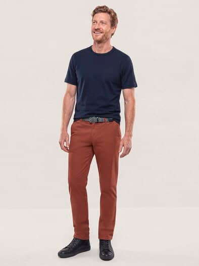 Extraglatt-Stretchbund-Chino Rotbraun