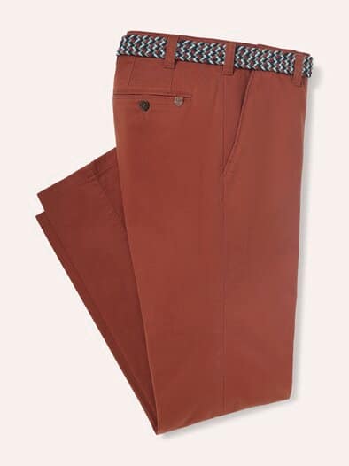 Extraglatt-Stretchbund-Chino Rotbraun